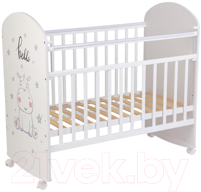 Детская кроватка Фея 701 Бегемотик / 0002549.9.15 (белый)