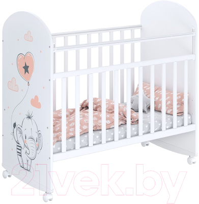 Детская кроватка Фея 701 Слоник / 0002549.9.14 (белый) - фото