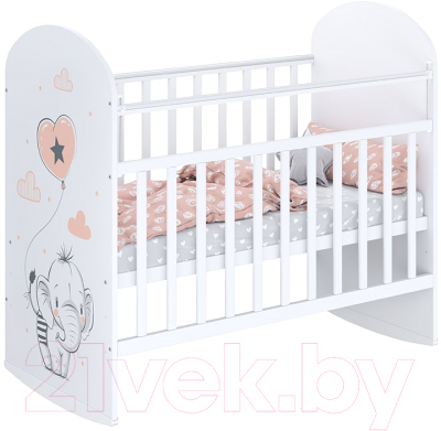 Детская кроватка Фея 701 Слоник / 0002549.9.14 (белый)