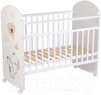 Детская кроватка Фея 701 Слоник / 0002549.9.14 (белый)