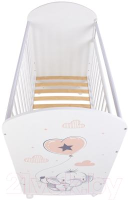 Детская кроватка Фея 701 Слоник / 0002549.9.14 (белый)