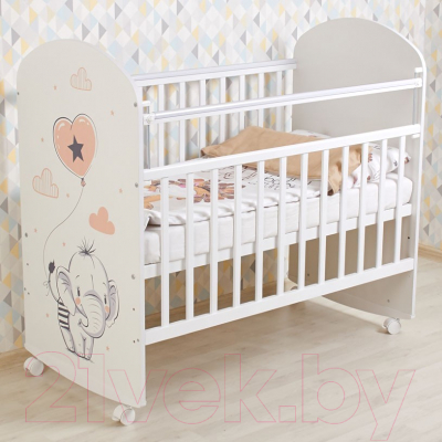 Детская кроватка Фея 701 Слоник / 0002549.9.14 (белый)