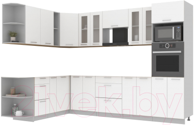 Кухонный гарнитур Интерлиния Мила 1.88x3.0 левая без столешницы (белый платинум) - фото