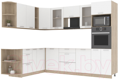Кухонный гарнитур Интерлиния Мила 1.88x2.8 левая без столешницы (белый платинум) - фото