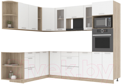 Кухонный гарнитур Интерлиния Мила 1.88x2.6 левая без столешницы (белый платинум) - фото