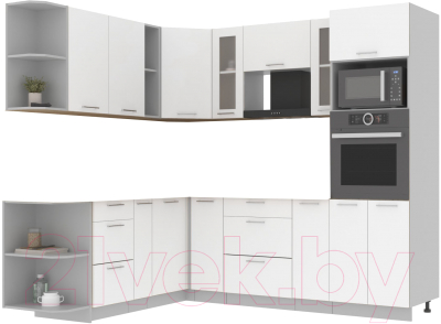 Кухонный гарнитур Интерлиния Мила 1.88x2.4 левая без столешницы (белый платинум) - фото