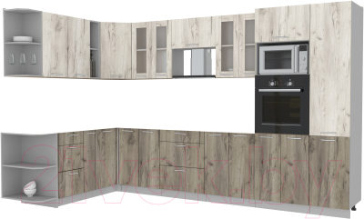 Кухонный гарнитур Интерлиния Мила 1.88x3.4 левая без столешницы (дуб белый/дуб серый) - фото