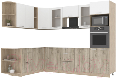 Кухонный гарнитур Интерлиния Мила 1.88x2.8 левая без столешницы (белый платинум/дуб серый) - фото