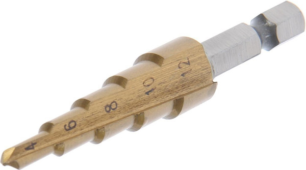 Сверло Tundra Pro ступенчатое HSS TiN шестигранный хвостовик 4-12мм 4582951 - фото