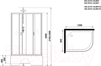 Душевая кабина Niagara NG-2310-14LBKTG 120x80x200