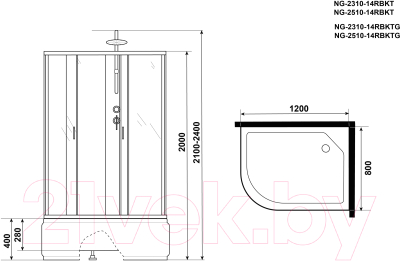 Душевая кабина Niagara NG-2310-14RBKT 120x80x200