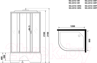 Душевая кабина Niagara NG-2310-14RG 120x80x215