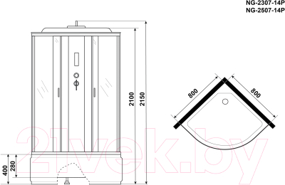 Душевая кабина Niagara NG-2507-14P 80x80x215