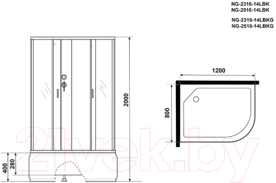 Душевая кабина Niagara NG-2510-14LBK 120x80x215