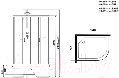 Душевая кабина Niagara NG-2510-14LBKT 120x80x215