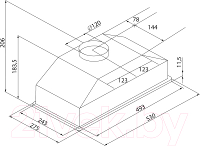 Вытяжка скрытая Krona Elisa 600 Glass PB / КА-00005281
