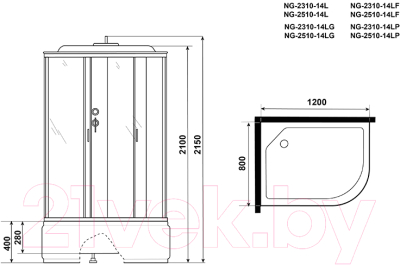 Душевая кабина Niagara NG-2510-14LP 120x80x215