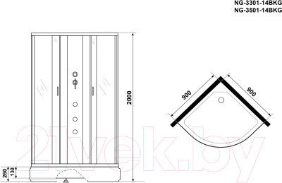 Душевая кабина Niagara NG-3301-14BKG 90x90x200