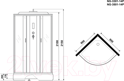 Душевая кабина Niagara NG-3301-14P 90x90x215