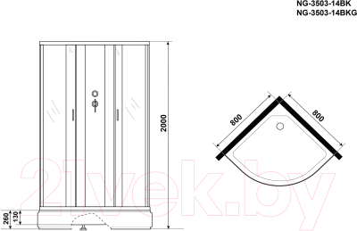 Душевая кабина Niagara NG-3503-14BK 80x80x215
