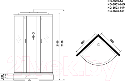 Душевая кабина Niagara NG-3503-14F 80x80x215