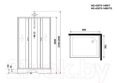 Душевая кабина Niagara NG-43975-14QBKT 90x70x215