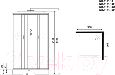 Душевая кабина Niagara NG-1101-14G 90х90 (матовое стекло)