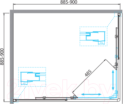 Душевой уголок BelBagno DUE-A-2-90-P-Cr