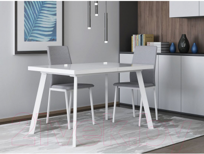 Обеденный стол Сакура Милан 138-178 (белый/белый со стеклом)