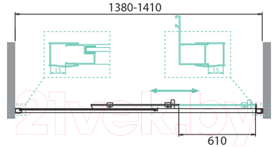 Душевая дверь BelBagno DUE-BF-1-140-C-Cr