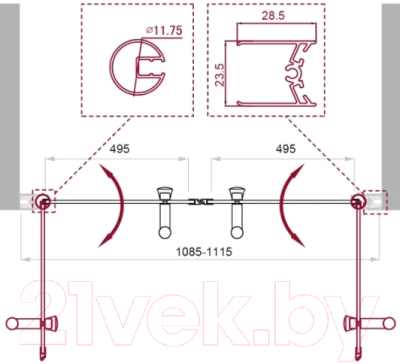 Душевая дверь BelBagno UNO-B-2-110-CH-Cr