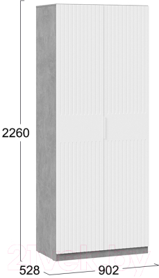 Шкаф ТриЯ Хилтон для одежды (ателье светлый/белый матовый)