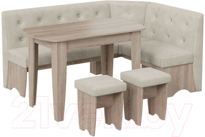 Обеденная группа ТриЯ Барселона (дуб сонома трюфель/микровелюр Duna Brilliant) - фото