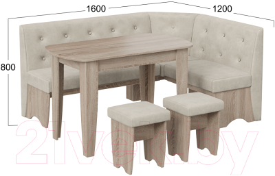Обеденная группа ТриЯ Барселона (дуб сонома трюфель/микровелюр Duna Brilliant)