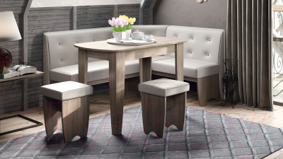 Обеденная группа ТриЯ Барселона (дуб сонома трюфель/микровелюр Duna Brilliant)
