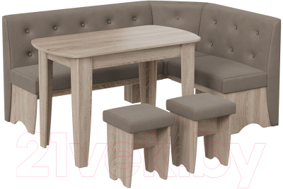 Обеденная группа ТриЯ Барселона (дуб сонома трюфель/микровелюр Duna Stone) - фото