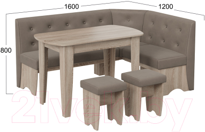 Обеденная группа ТриЯ Барселона (дуб сонома трюфель/микровелюр Duna Stone)