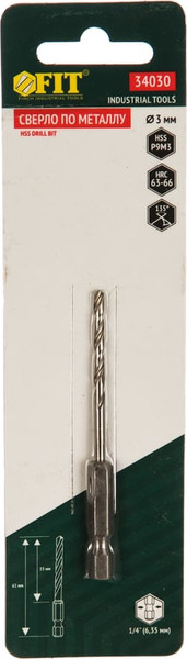 Сверло FIT HSS U-хвостовик 3мм / 34030