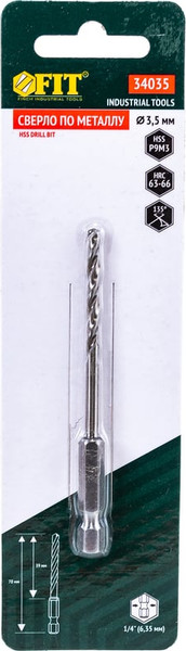 Сверло FIT HSS U-хвостовик 3.5мм / 34035