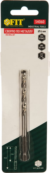Сверло FIT HSS U-хвостовик 6.0мм / 34060
