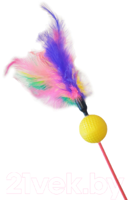 Игрушка для кошек КотикиСобачки Дразнилка с шариком и пером / ZS-013 - фото