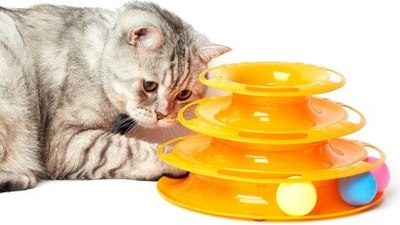 Игрушка для кошек КотикиСобачки 3 уровня, с мячиками / HTGC035
