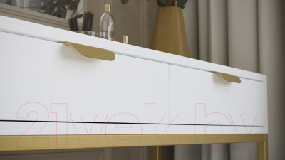 Консольный столик Калифорния мебель Дрим (ясень браш белый/золото)