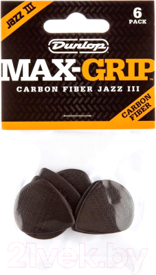 Набор медиаторов Dunlop Manufacturing Max-Grip Carbon Jazz III 471P3C - фото