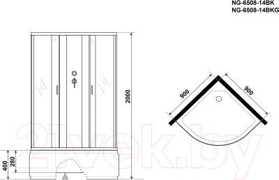 Душевая кабина Niagara NG-6508-14BK 90x90x200
