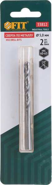 Набор сверл FIT HSS Полированные в блистере 5.0мм / 33812 - фото