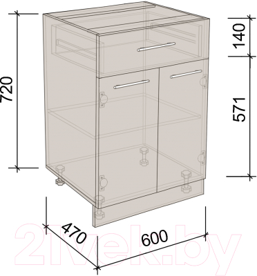 Шкаф-стол кухонный Артём-Мебель 600мм СН-114.06-Ш (ДСП бетон спаркс)