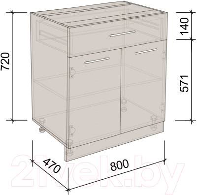 Шкаф-стол кухонный Артём-Мебель 800мм СН-114.07-Ш (ДСП бетон спаркс)