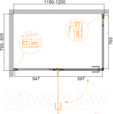 Душевой уголок Cezares BELLAGIO-AH-1-120/80-C-NERO