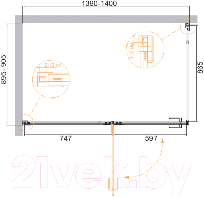 Душевой уголок Cezares BELLAGIO-AH-1-140/90-C-BORO